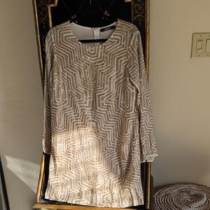 Badgley Mischka Champagne and White Sequin Tunic